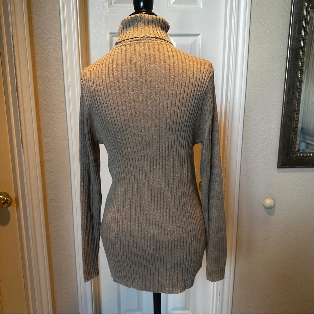Tan Metallic Thread Sweater - Picture 3 of 9